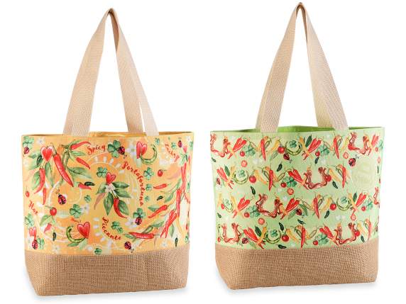 Canvas and jute bag with AmorePiccante print
